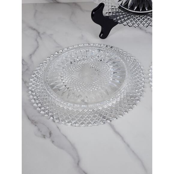 Fostoria Stratton Avon Salad Plates 8" Heavy America Lead Crystal Diamond Shaped - Picture 11 of 12